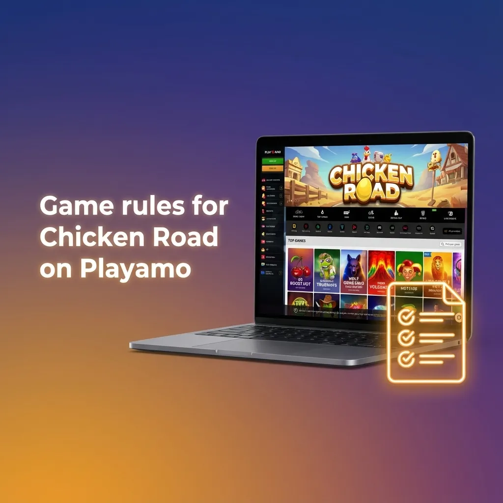 Illustrated Chicken Road game rules showing a running chicken, rising multipliers, and a cash-out before a crash
