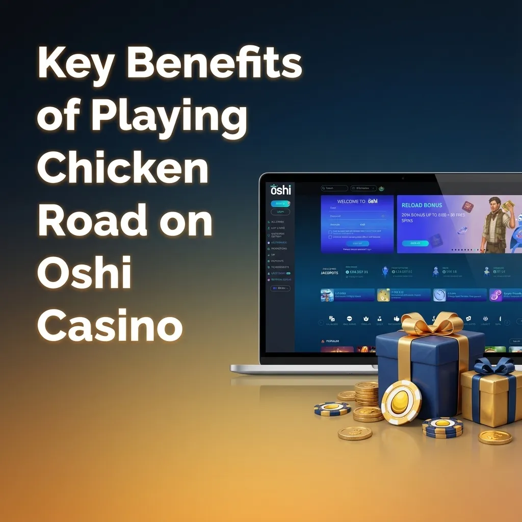 Infographic showing key benefits of playing Chicken Road on Oshi Casino with features list and icons