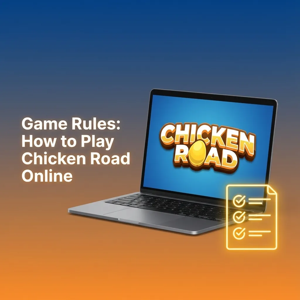 Cartoon chicken running on a road beside rising multiplier numbers, illustrating Chicken Road crash game rules