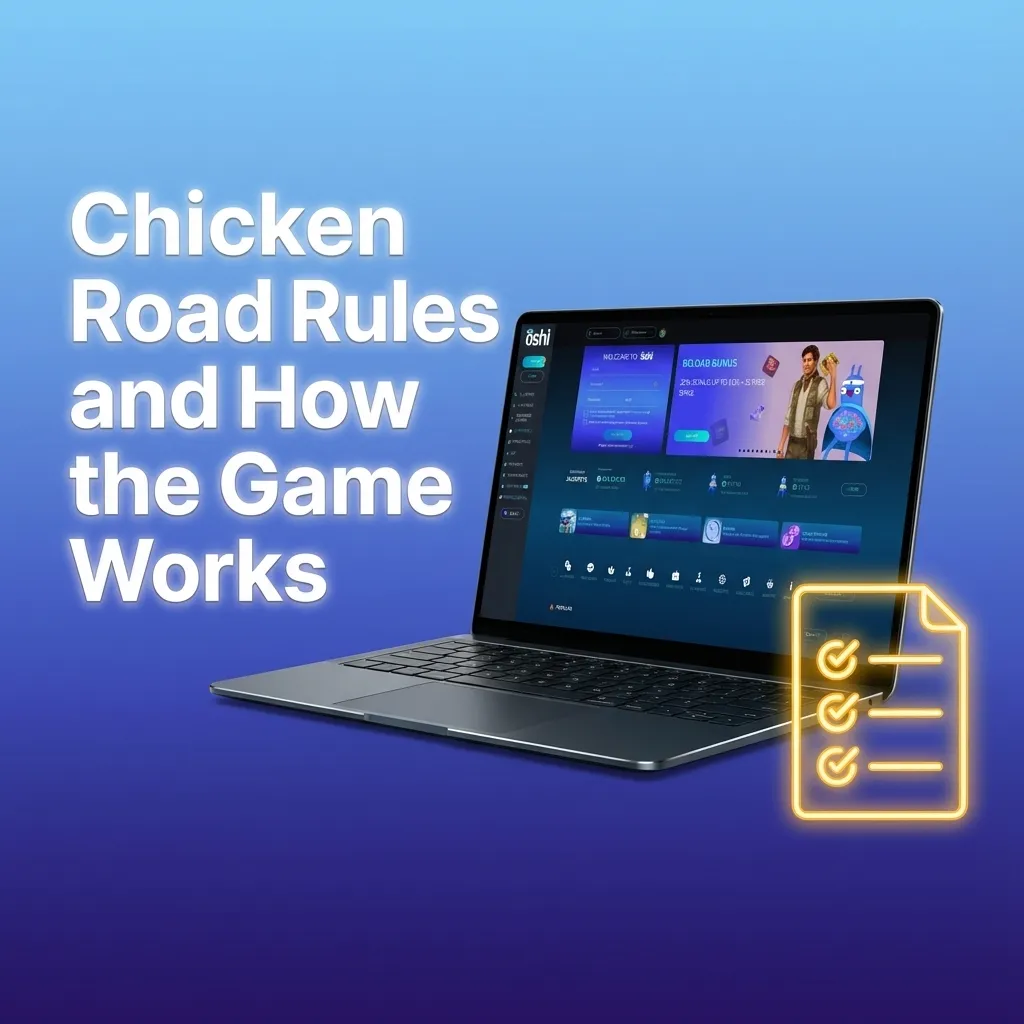 Illustration of a chicken crossing a busy road as a rising multiplier bar threatens to crash before the chicken is hit