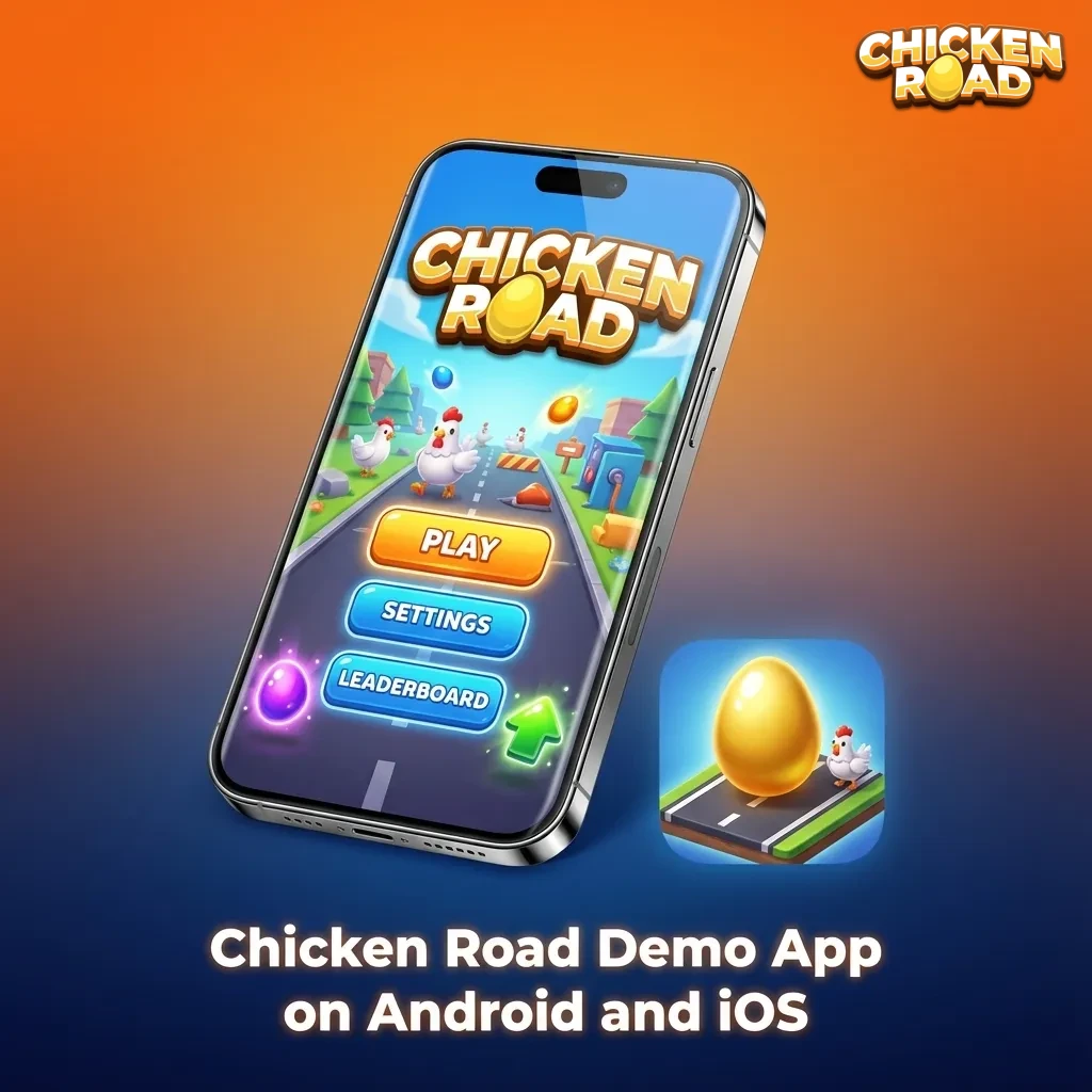 Smartphone screens showing Chicken Road demo running via casino app and mobile browser on Android and iOS