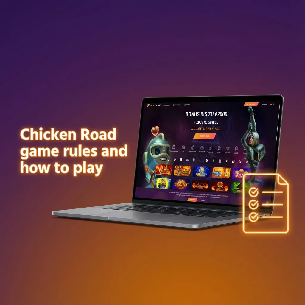 Illustration of Chicken Road game with a chicken crossing traffic, rising multiplier, and player cashing out before a crash