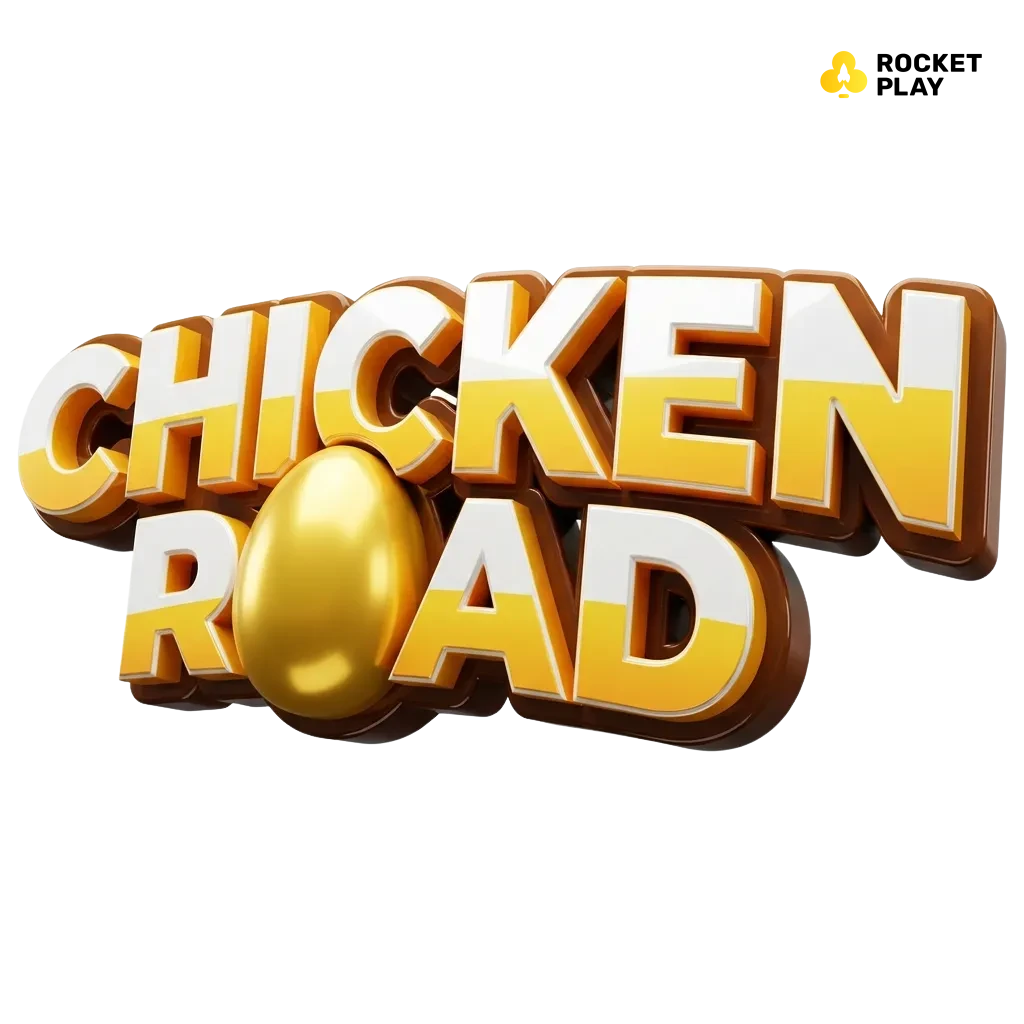Cartoon chicken crossing a road beside RocketPlay Casino promo banner for Australian crash-style game