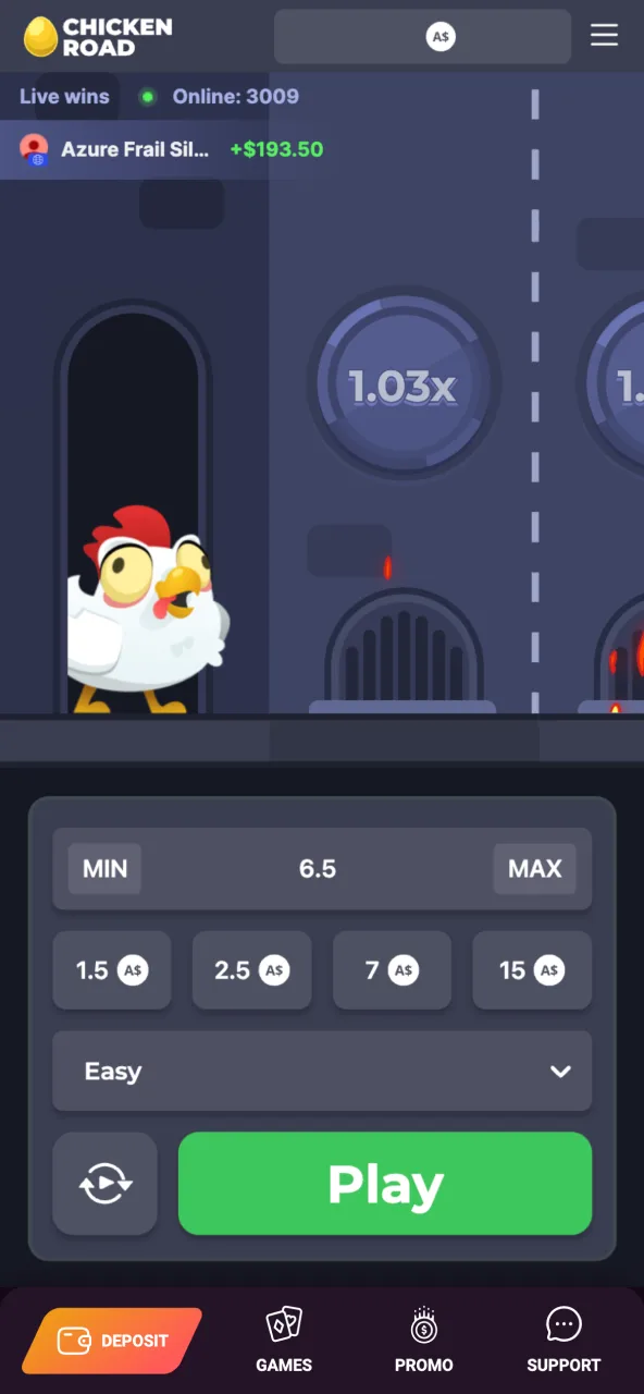 Enter the Ricky Casino Casino tab, find Chicken Road and pick your mode.