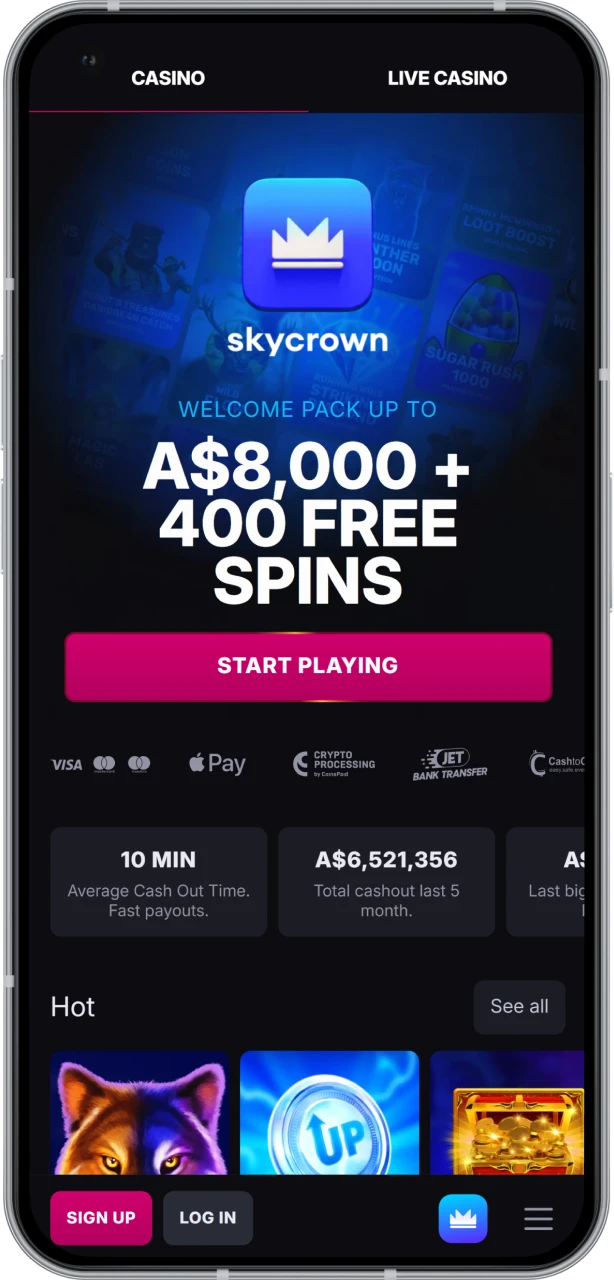 Enjoy easy navigation at Skycrown Casino.