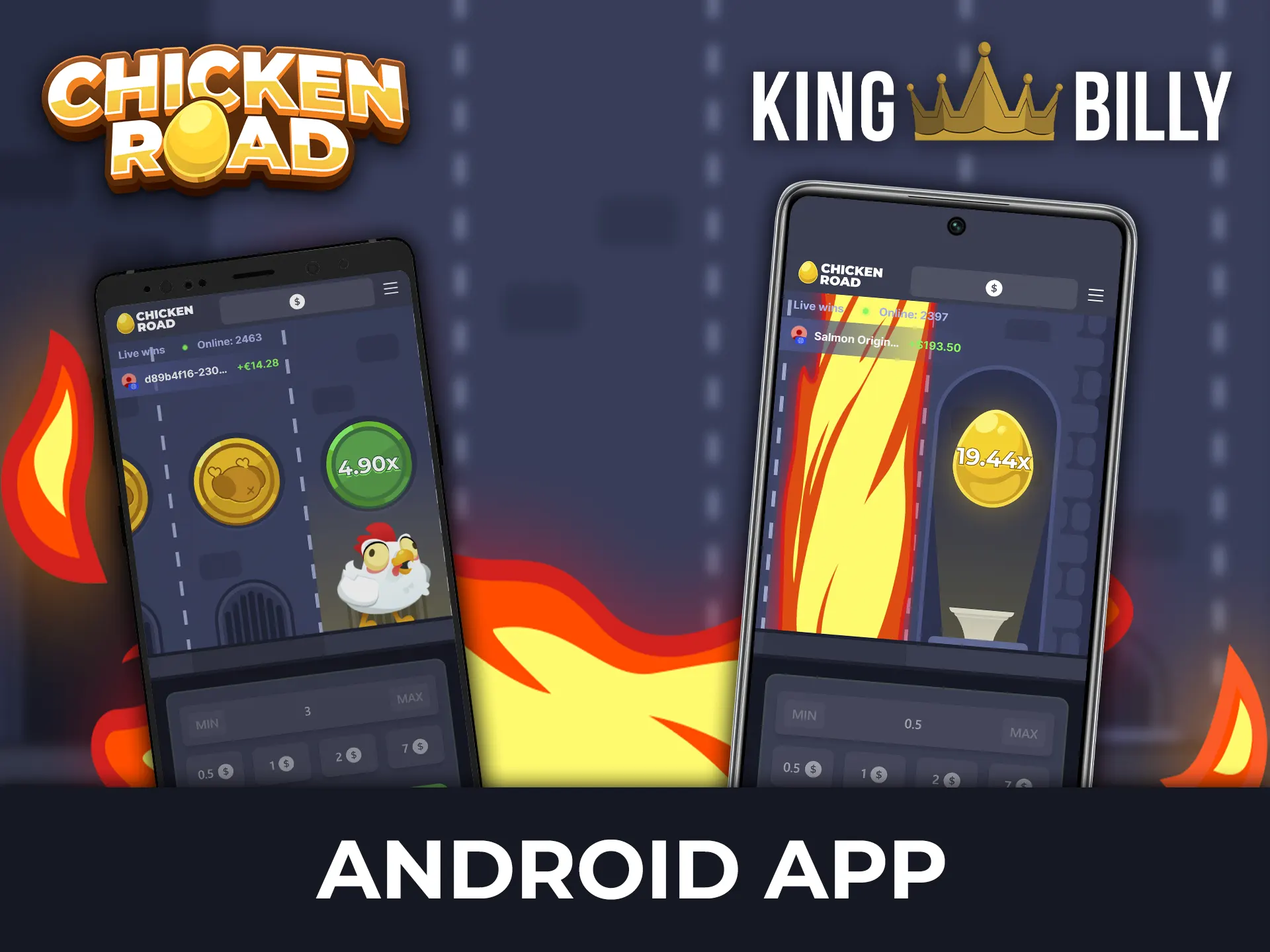 Download the King Billy app for Android to enjoy a smooth gaming experience on Chicken Road.