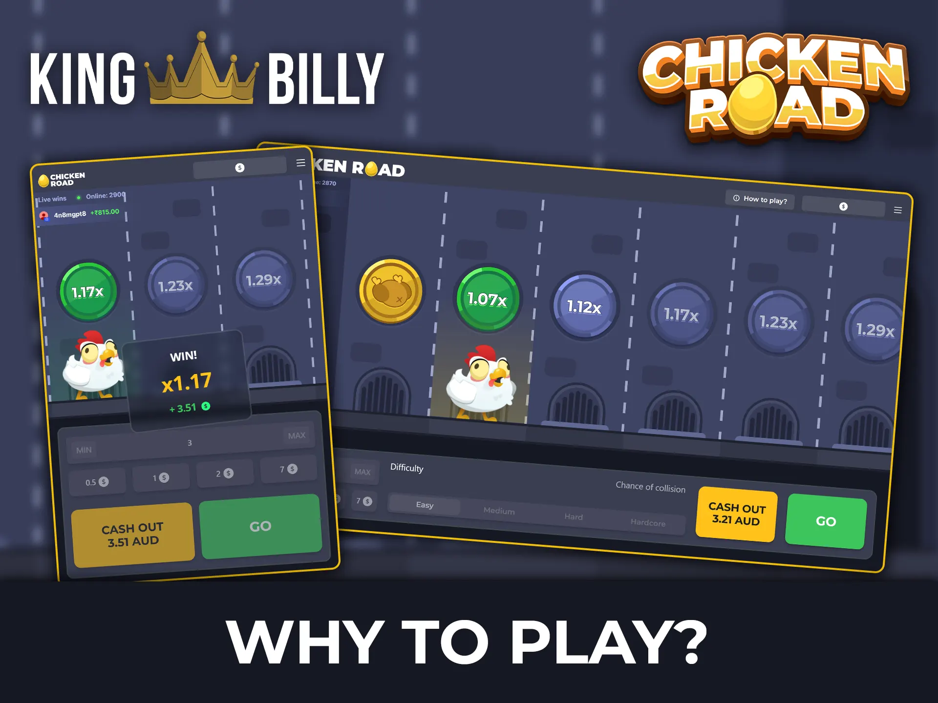 Players choose King Billy Casino to play Chicken Road.