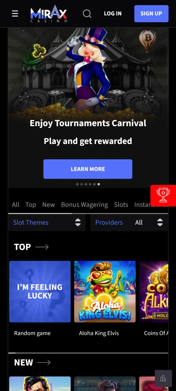 Open the official Mirax Casino platform to register and find the Chicken Road game.