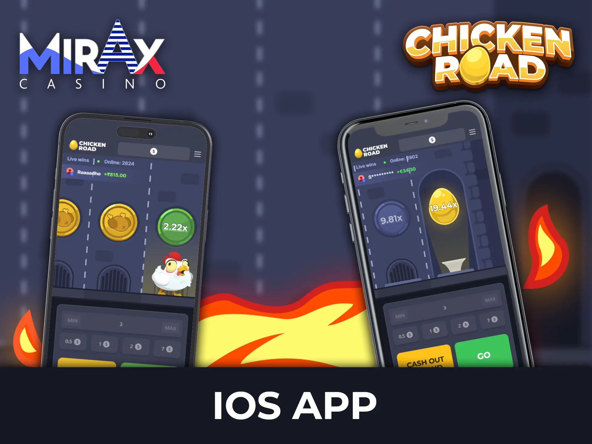 Download the Mirax Casino mobile web app for iOS to access Chicken Road.