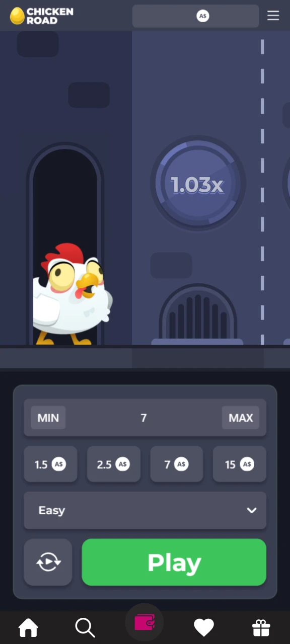Play with your money in the Chicken Road game at Playamo.