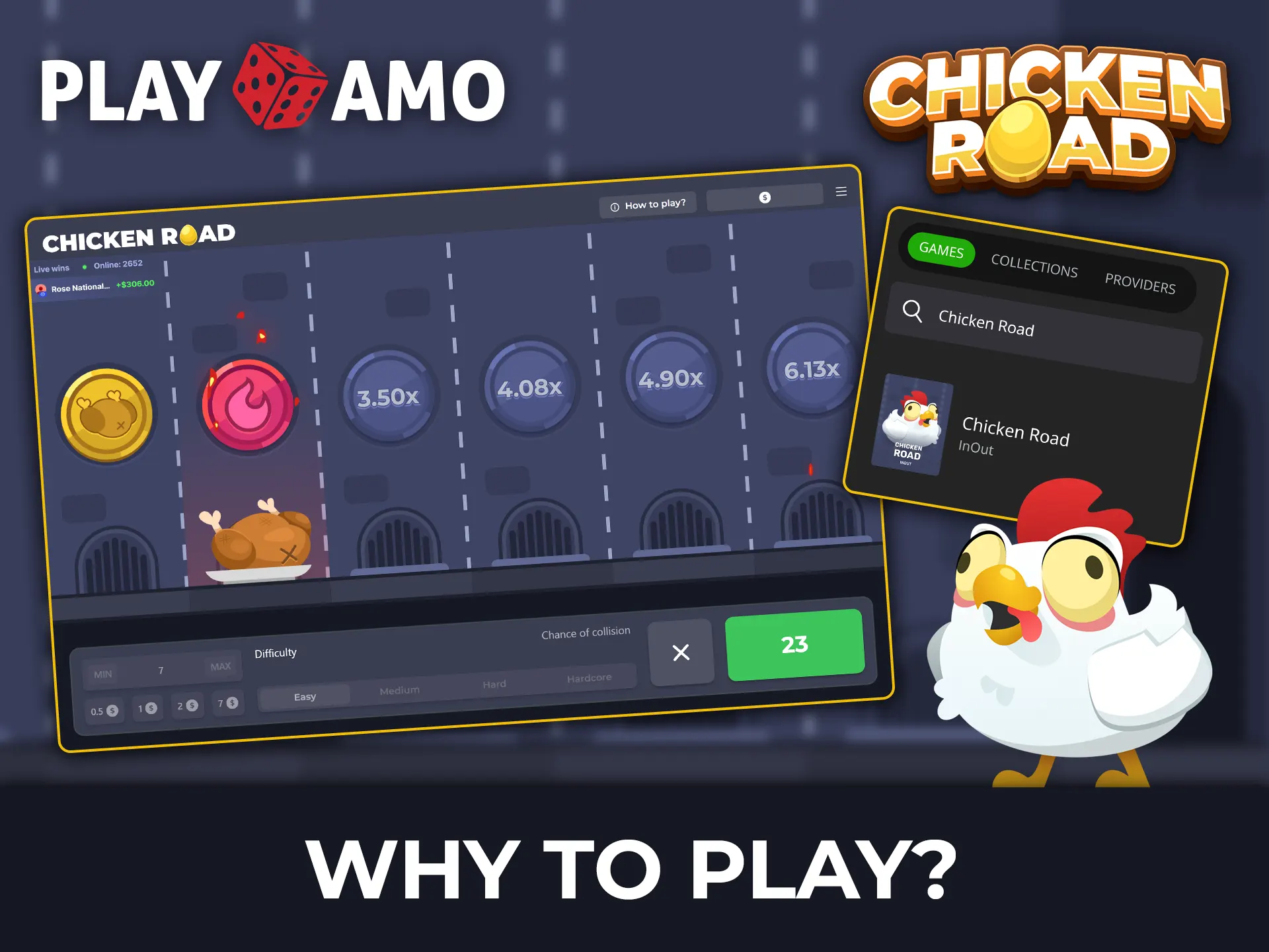 Find out why Playamo is a reliable platform for playing Chicken Road.