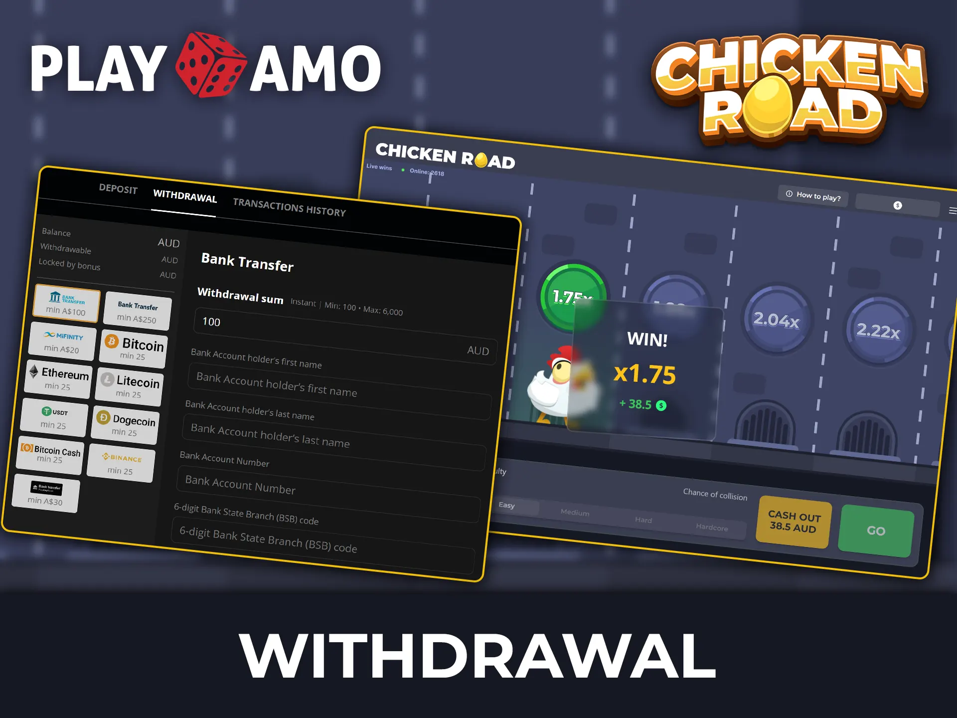 Step-by-step guide to withdrawing winnings from Chicken Road at Playamo with fast processing.